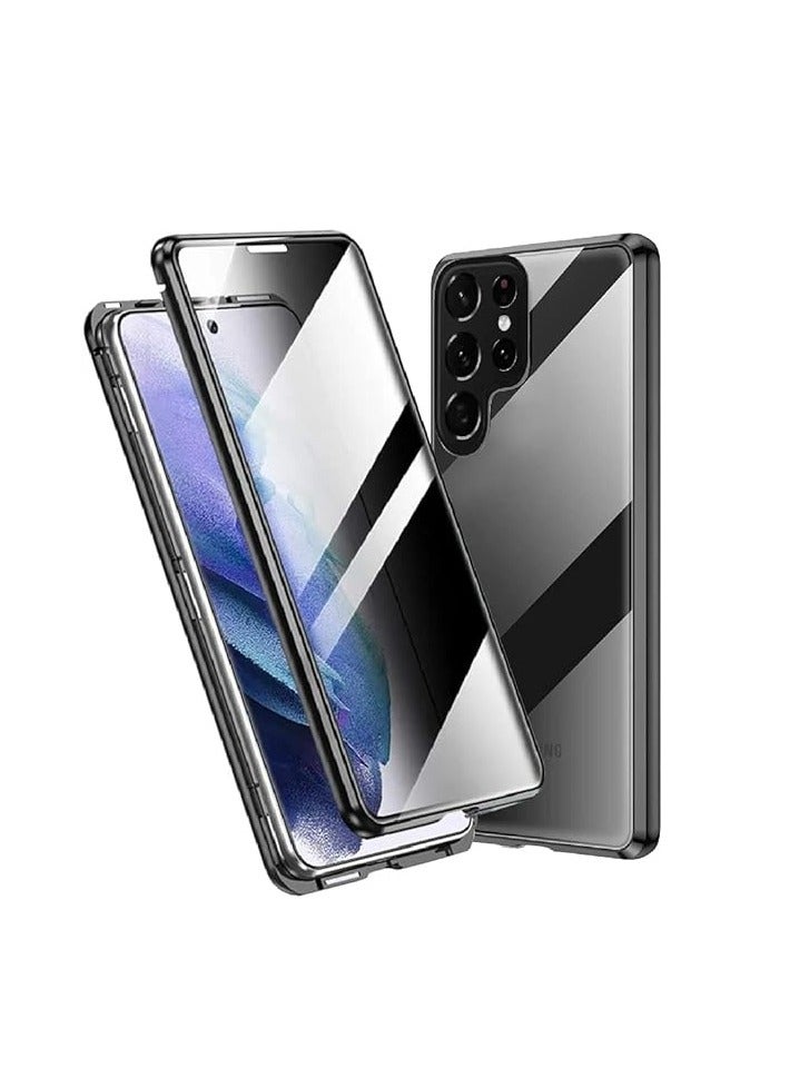 General Anti-peeping case for Galaxy S24 Ultra/S24 Plus/S24, 360-degree front and rear transparent protective film, privacy tempered glass, full body protection, magnetic adsorption metal cushioning case  - Image 1