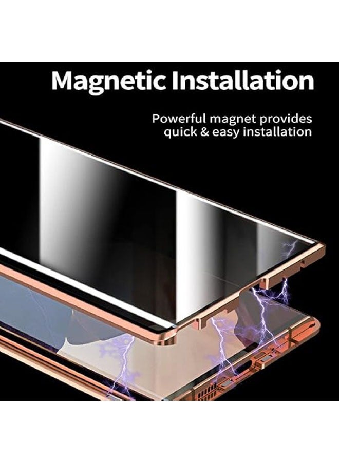 General Anti-peeping case for Galaxy S24 Ultra/S24 Plus/S24, 360-degree front and rear transparent protective film, privacy tempered glass, full body protection, magnetic adsorption metal cushioning case  - Image 2