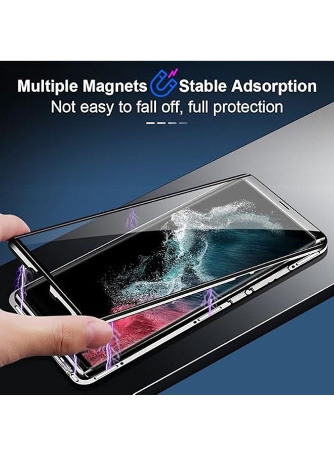 General Anti-peeping case for Galaxy S24 Ultra/S24 Plus/S24, 360-degree front and rear transparent protective film, privacy tempered glass, full body protection, magnetic adsorption metal cushioning case  - Image 4