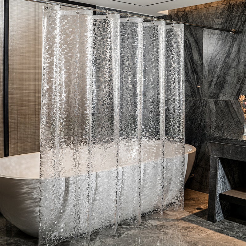 Waterproof Thick PEVA Shower Curtain with Hooks 3D cobblestone steel button magnet 