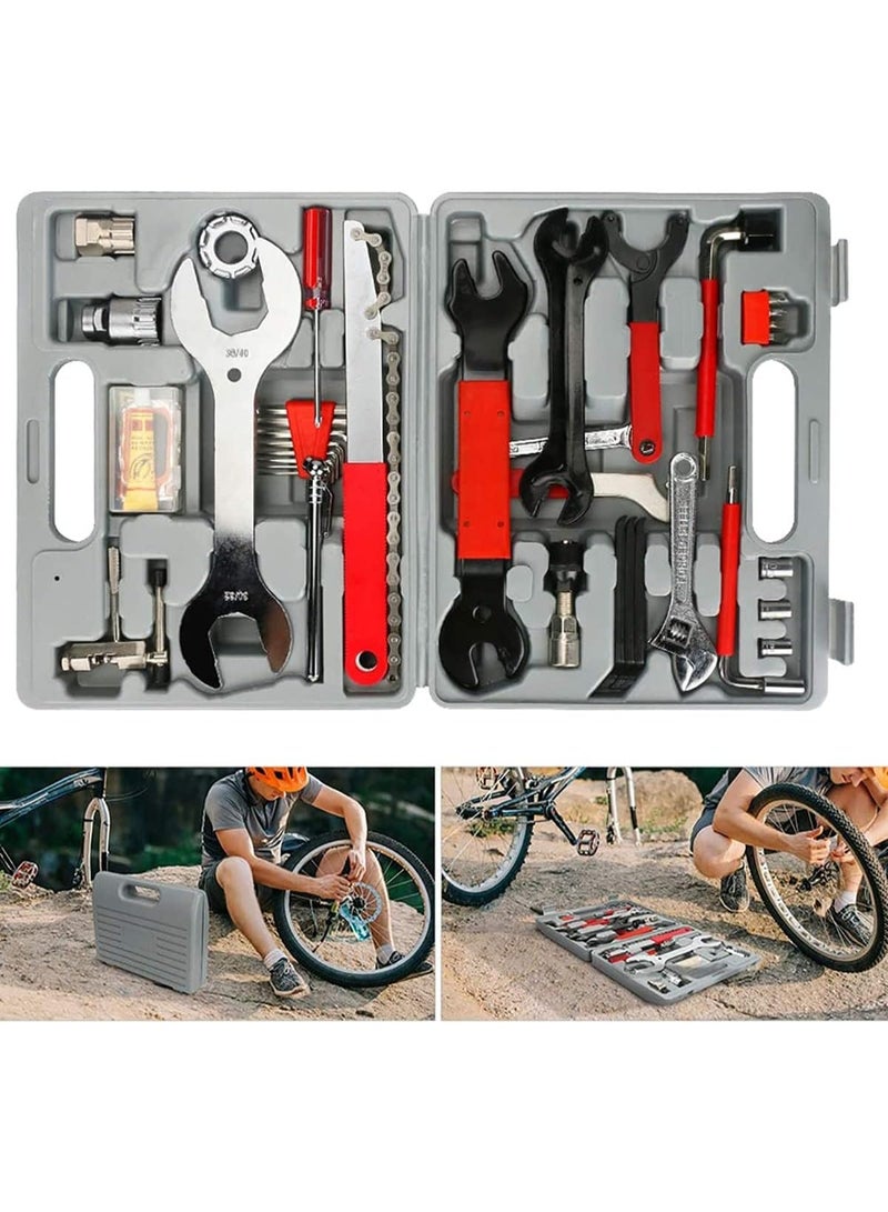 Arabest Bike Repair Tool Kit,44 Pcs Bicycle Tools with Carrying Case for Mountain/Road Bicycle Repairs Repair Chain Bike Tire Pedal Wrench Brakes Lights - Image 1