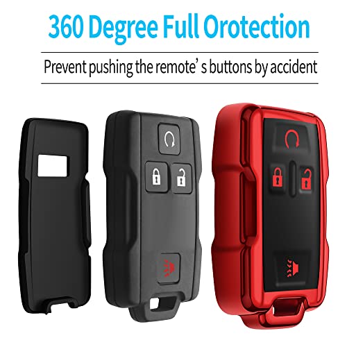 Tukellen for Chevrolet Key Fob Cover Soft TPU Full Protection Key Shell Key Case Compatible with Chevrolet Chevy Silverado Suburban Tahoe Colorado GMC Sierra Yukon Canyon 4 Buttons (Red) - Image 4