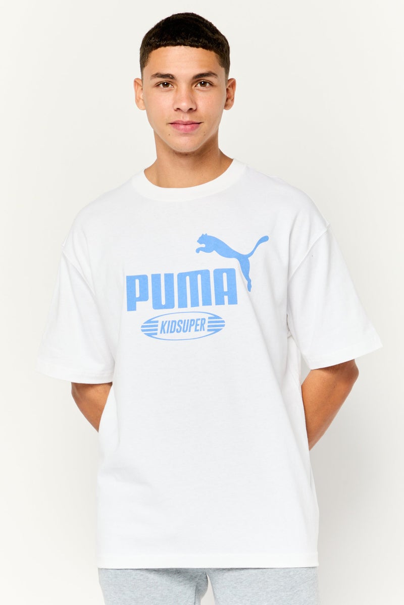 Puma x KidSuper Men Sportswear Fit Short Sleeve Outdoor T-Shirts, White - Image 1