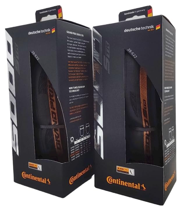 CONTINENTAL إطارات كونتيننتال غراند بري 5000 S TR 700x28 أسود/شفاف - جاهز للاستخدام بدون أنبوب - عبوة من 2 إطارات - Image 1