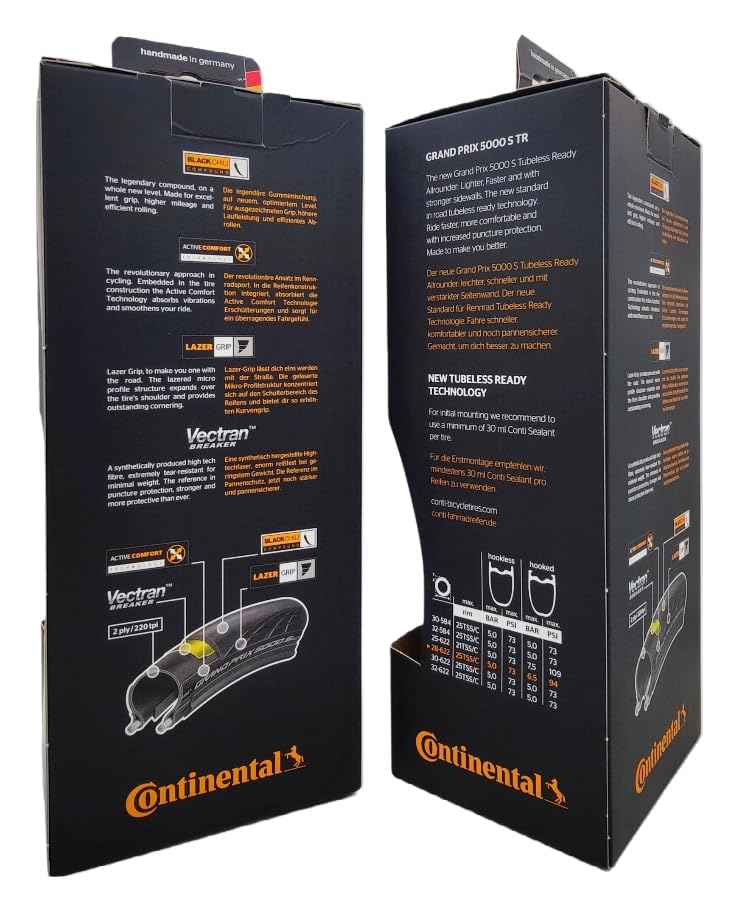 CONTINENTAL إطارات كونتيننتال غراند بري 5000 S TR 700x28 أسود/شفاف - جاهز للاستخدام بدون أنبوب - عبوة من 2 إطارات - Image 2