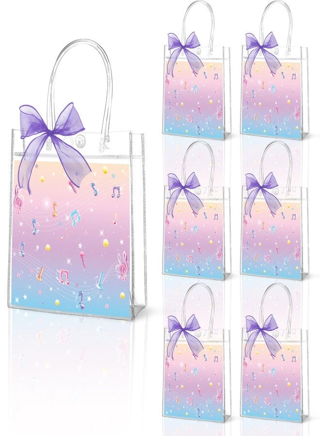 Lonfliness 24Pcs Kpop Themed Birthday Party PVC Gift Bags With Ribbon Pink Purple Music Theme Goodie Treat Candy Bags With Handles Kpop Singer Present Tote Bag for Girls Baby Shower Wedding Decor Supplies - Image 1
