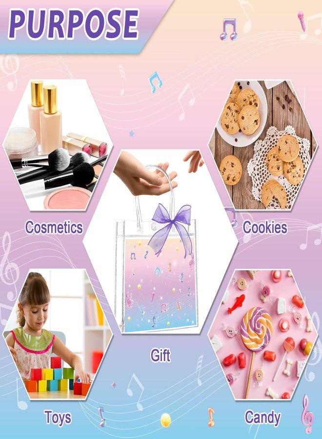 Lonfliness 24Pcs Kpop Themed Birthday Party PVC Gift Bags With Ribbon Pink Purple Music Theme Goodie Treat Candy Bags With Handles Kpop Singer Present Tote Bag for Girls Baby Shower Wedding Decor Supplies - Image 3