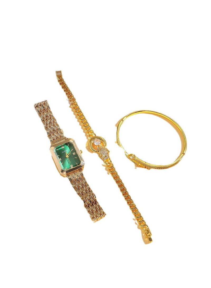 3Pcs Ladies Watch Set Watch + Bracelet Set - Image 4
