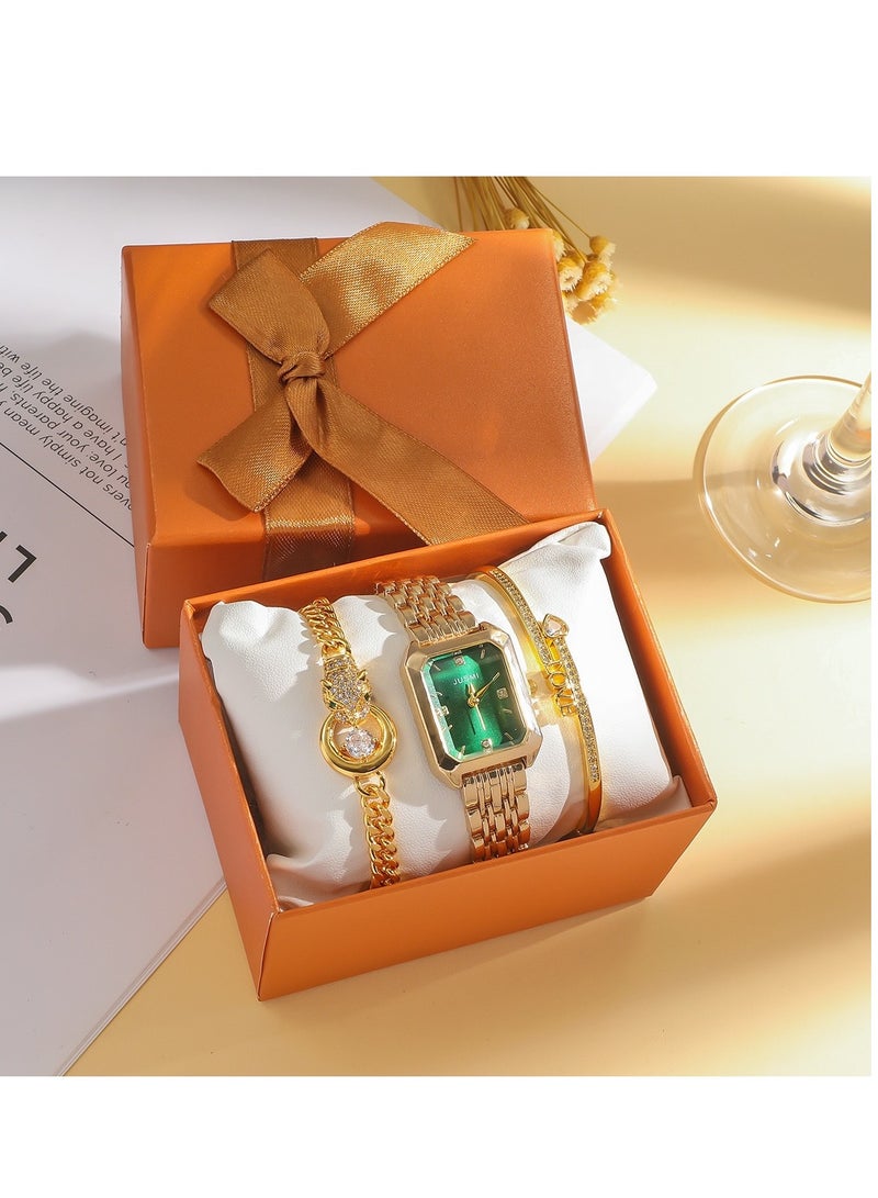 3Pcs Ladies Watch Set Watch + Bracelet Set - Image 1