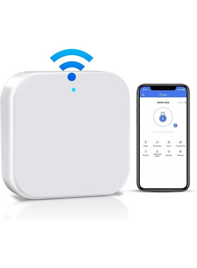 أسيف محور Smart Lock Gateway G2: للدخول بدون مفتاح، التحكم عن بُعد وإدارة أقفال الأبواب البلوتوث. بوابة Wi-Fi ذكية مع تطبيق TTLock، وجسر Wi-Fi للتحكم الصوتي مع و Google Home. - Image 1