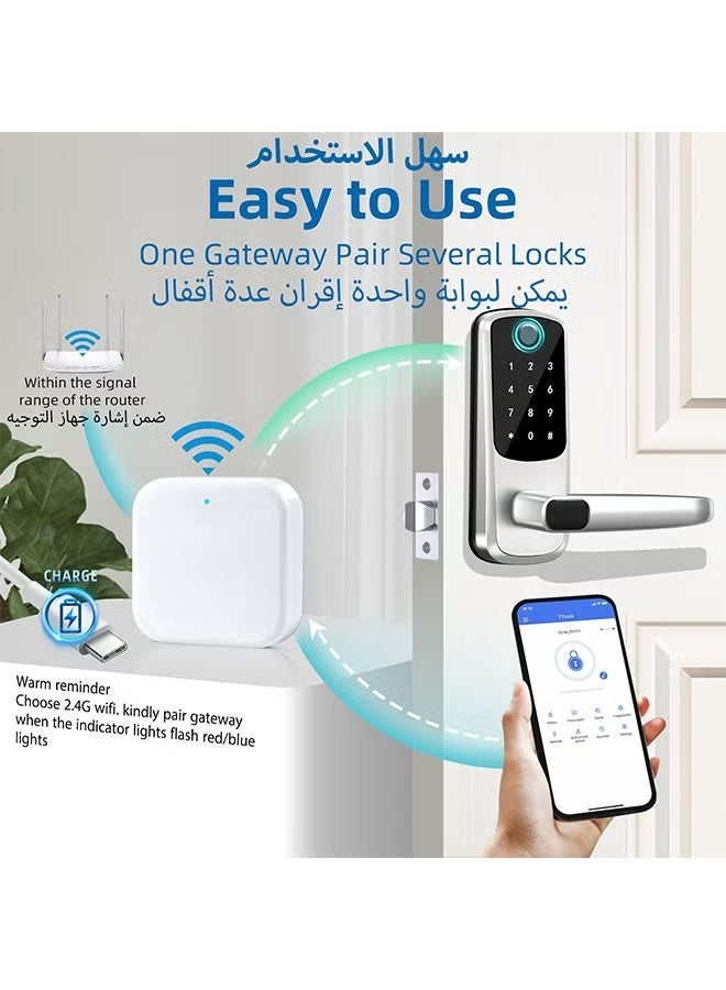 أسيف محور Smart Lock Gateway G2: للدخول بدون مفتاح، التحكم عن بُعد وإدارة أقفال الأبواب البلوتوث. بوابة Wi-Fi ذكية مع تطبيق TTLock، وجسر Wi-Fi للتحكم الصوتي مع و Google Home. - Image 5