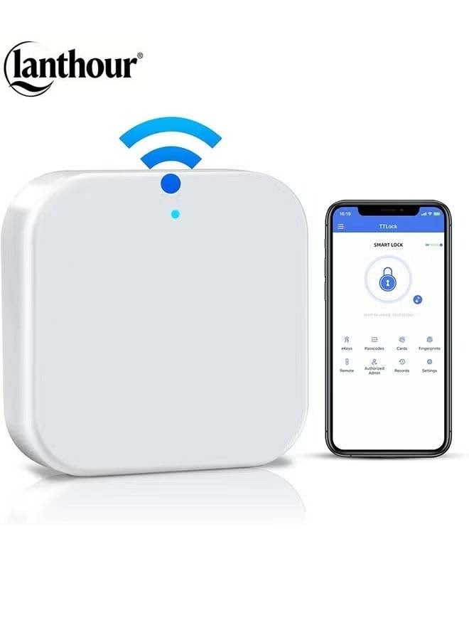 لانثور محور Smart Lock Gateway G2: للدخول بدون مفتاح، التحكم عن بُعد وإدارة أقفال الأبواب البلوتوث. بوابة Wi-Fi ذكية مع تطبيق TTLock، وجسر Wi-Fi للتحكم الصوتي مع و Google Home. - Image 1