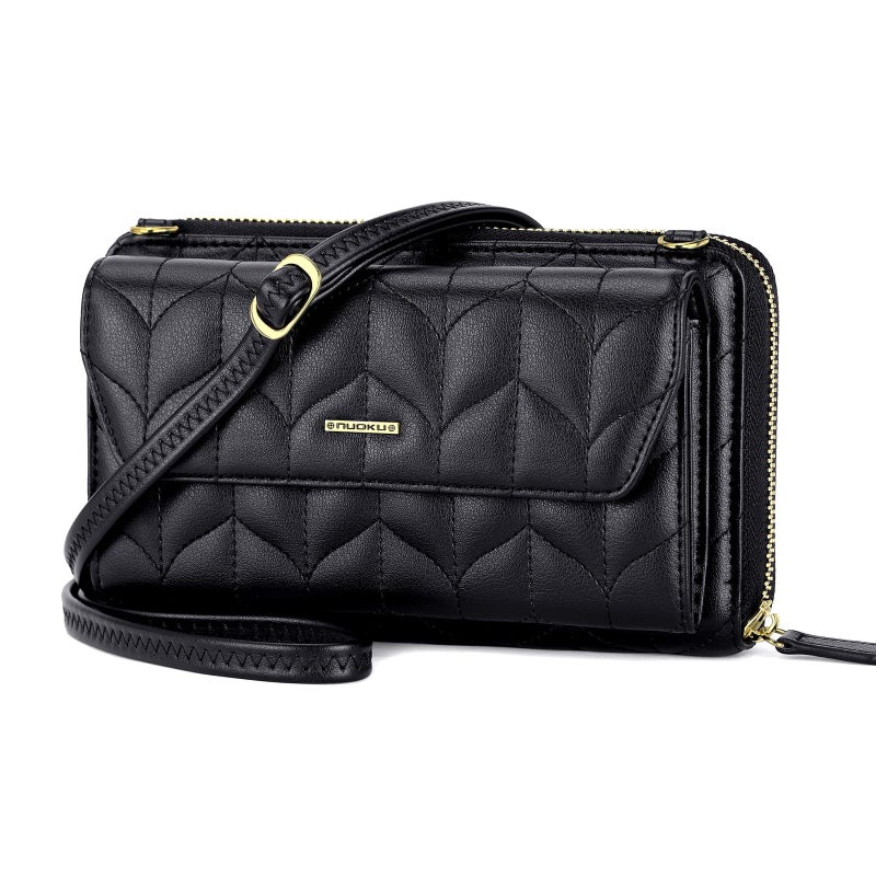 nuoku Womens RFID Wallet Purse Wristlet Crossbody Clutch with Zip Around 2 Strap - Image 1