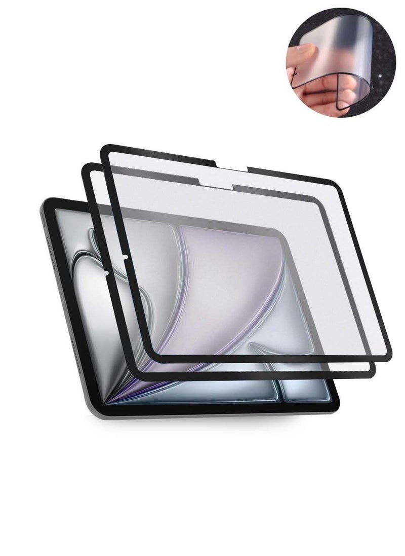 Wtech Apple iPad Air 2025 (7th Generation) M3 11 inch Nano Ceramic Full Glue Full Cover Matte Flexible Screen Protector 2 Pack - Clear/Black  - Image 1