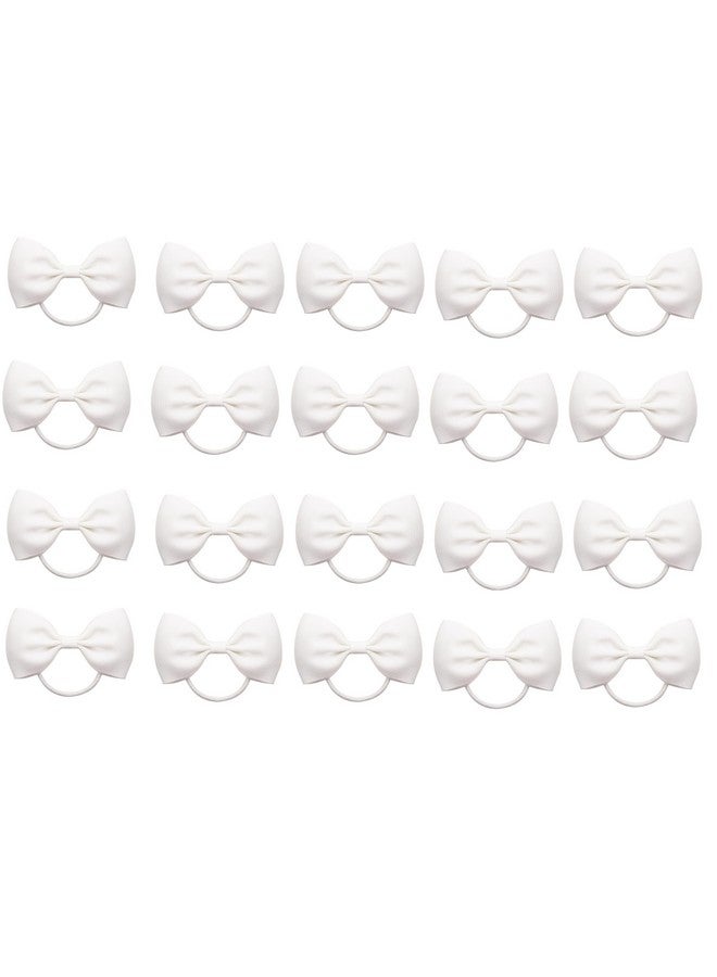 ZOONAI 20Pcs Baby Girl Toddlers Hair Bows, Mini Elastic Hair Ties Accessories Bow Ponytail Holder Rubber Hair Bands for Girls Kids Teens (White, One Size) - Image 1