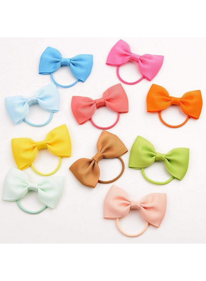 ZOONAI 20Pcs Baby Girl Toddlers Hair Bows, Mini Elastic Hair Ties Accessories Bow Ponytail Holder Rubber Hair Bands for Girls Kids Teens (White, One Size) - Image 3