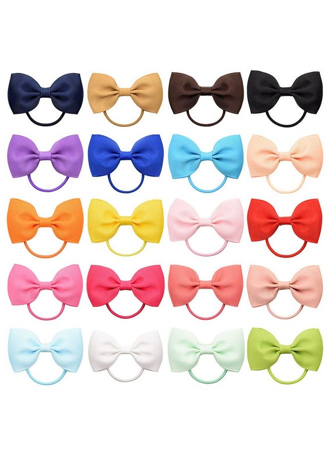ZOONAI 20Pcs Baby Girl Toddlers Hair Bows, Mini Elastic Hair Ties Accessories Bow Ponytail Holder Rubber Hair Bands for Girls Kids Teens (White, One Size) - Image 2