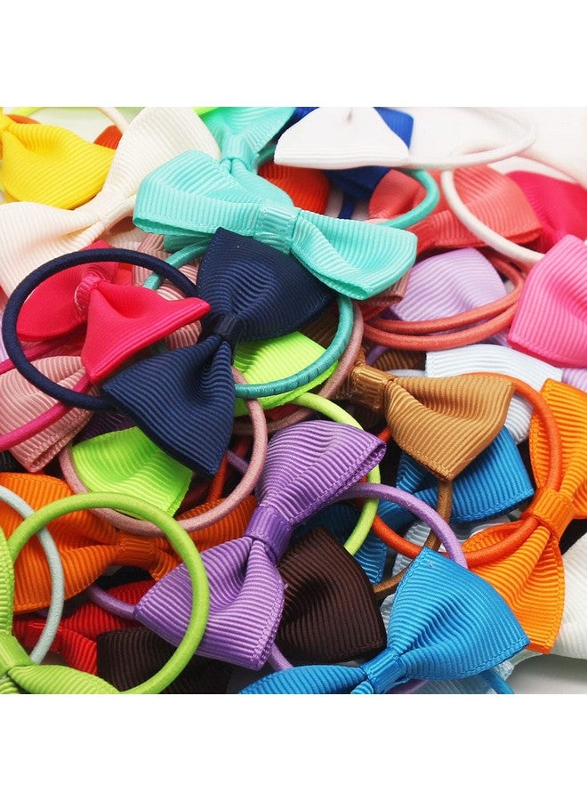 ZOONAI 20Pcs Baby Girl Toddlers Hair Bows, Mini Elastic Hair Ties Accessories Bow Ponytail Holder Rubber Hair Bands for Girls Kids Teens (White, One Size) - Image 4