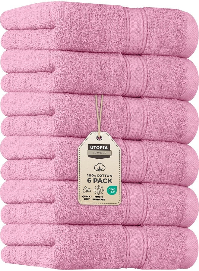 Utopia Towels 6 Pack Premium Hand Towels Set, 16 by 28 inches, 100% Ring Spun Cotton, Ultra Soft and Highly Absorbent 600GSM Towels for Bathroom, Gym, Shower, Hotel, and Spa, Pink - Image 1