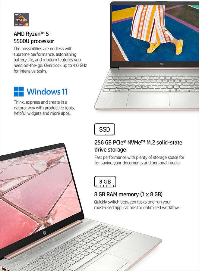 HP 2023 Latest Model Thin & Portable 15 (Upgraded Version) Laptop With 15.6-Inch Display, AMD Ryzen 5 5500U Processor/32GB RAM/1TB SSD/AMD Radeon Graphics/Windows 11 English Silver - Image 3
