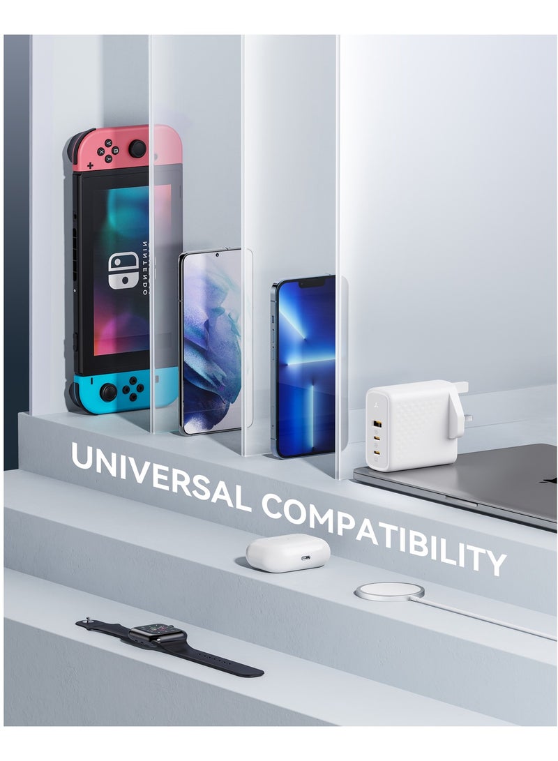 VOLTME PD 100W GaN Fast Wall Charger Plug with USB-C Power Delivery, 3-Port Charging Adapter for Laptop & Phone, 100W Type-C High-Speed Charging Compatible with MacBook Pro/Air, Dell XPS, HP Spectre, Lenovo ThinkPad, ASUS ZenBook, iPhone Air, iPhone 17/16/15 Series, iPad, Samsung Galaxy S25/S24/S23 Ultra, Steam Deck & Tablets – White - Image 5