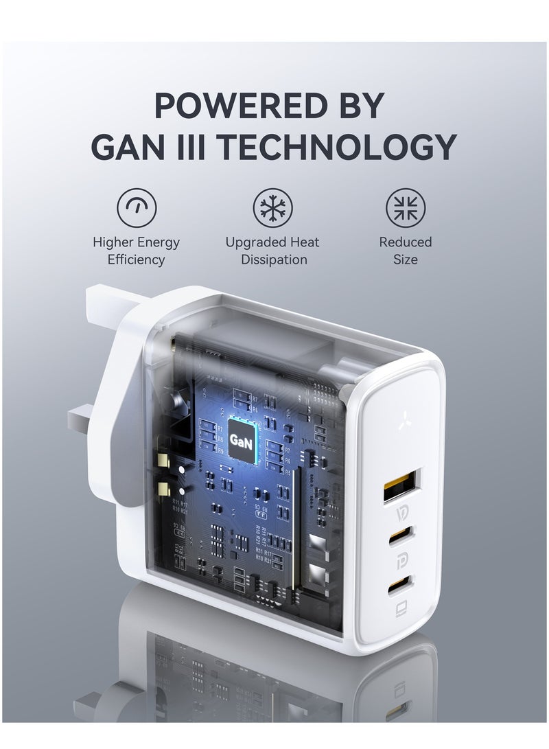 VOLTME PD 100W GaN Fast Wall Charger Plug with USB-C Power Delivery, 3-Port Charging Adapter for Laptop & Phone, 100W Type-C High-Speed Charging Compatible with MacBook Pro/Air, Dell XPS, HP Spectre, Lenovo ThinkPad, ASUS ZenBook, iPhone Air, iPhone 17/16/15 Series, iPad, Samsung Galaxy S25/S24/S23 Ultra, Steam Deck & Tablets – White - Image 2