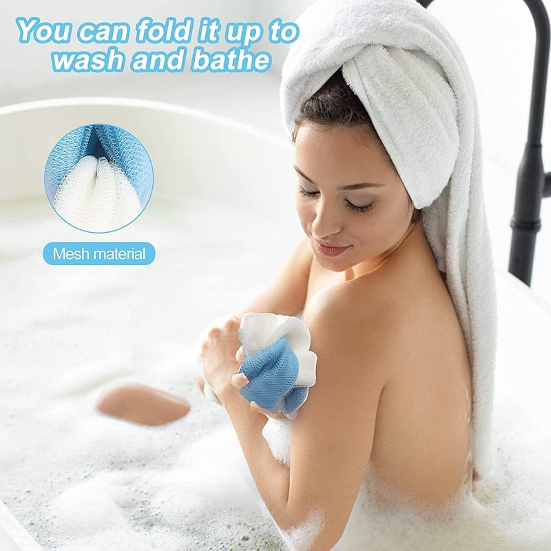 SUNBIRD Long Body Scrub Stretch Stretch Back Sponge with Rope Braided Loofah for Men and Women Pack 3 - Image 5