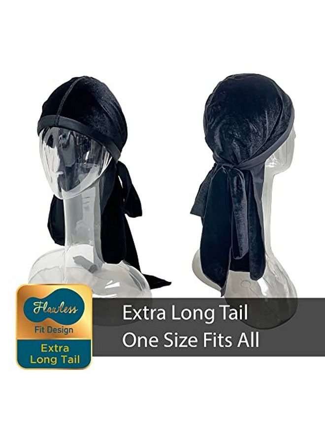 TITAN 1Pc Velvet Durag Mens Cap Premium Soft Quality Extra Long Tail For 360 Fade Braids Twist Locs - Image 4