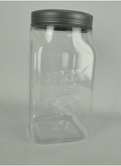 max plast Maxplast High Quality Plastic Storage Jar with Tight Sealing Lid - 1400 ml - Grey Lid  - Image 1