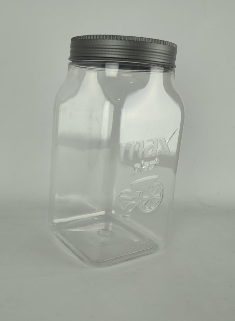 max plast Maxplast High Quality Plastic Storage Jar with Tight Sealing Lid - 1400 ml - Grey Lid - Image 2