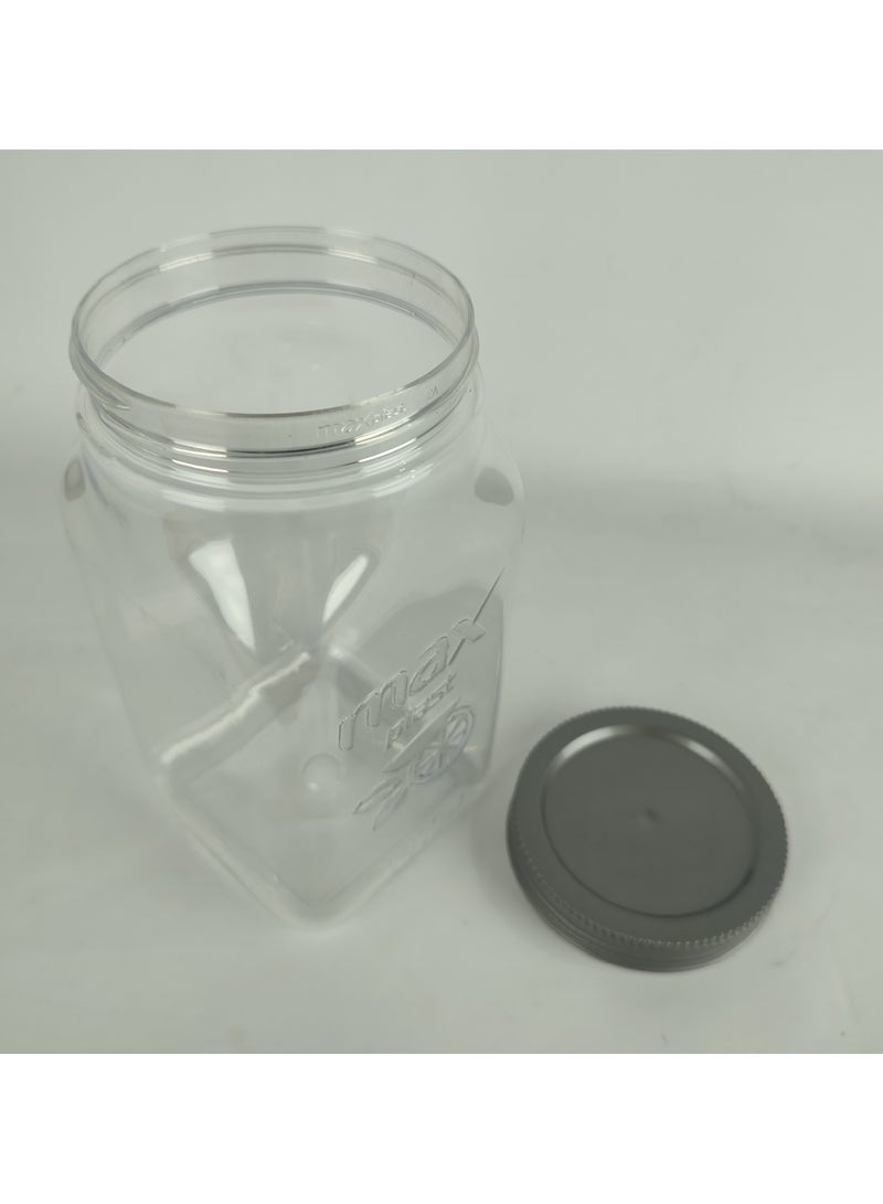 max plast Maxplast High Quality Plastic Storage Jar with Tight Sealing Lid - 1400 ml - Grey Lid - Image 3