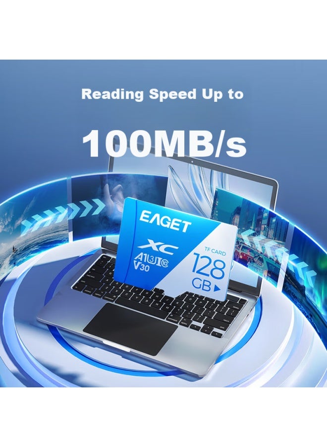 Eaget 128gb Tf Memory Card A1 U3 V30 C10 For Dash Cams & Security Monitoring, High-speed And Durable - Image 1