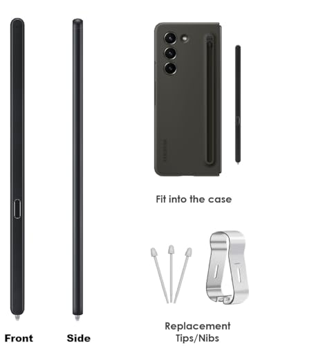 SLQ Z Fold 6/Fold 5 Slim S Pen Fold Edition 4096 Pressure Levels Compatible with Galaxy Z Fold 6/5 Phones Only, Fold 5 Pen Slim 1.5mm Pen Tip, with 3*Tips (Black) - Image 4