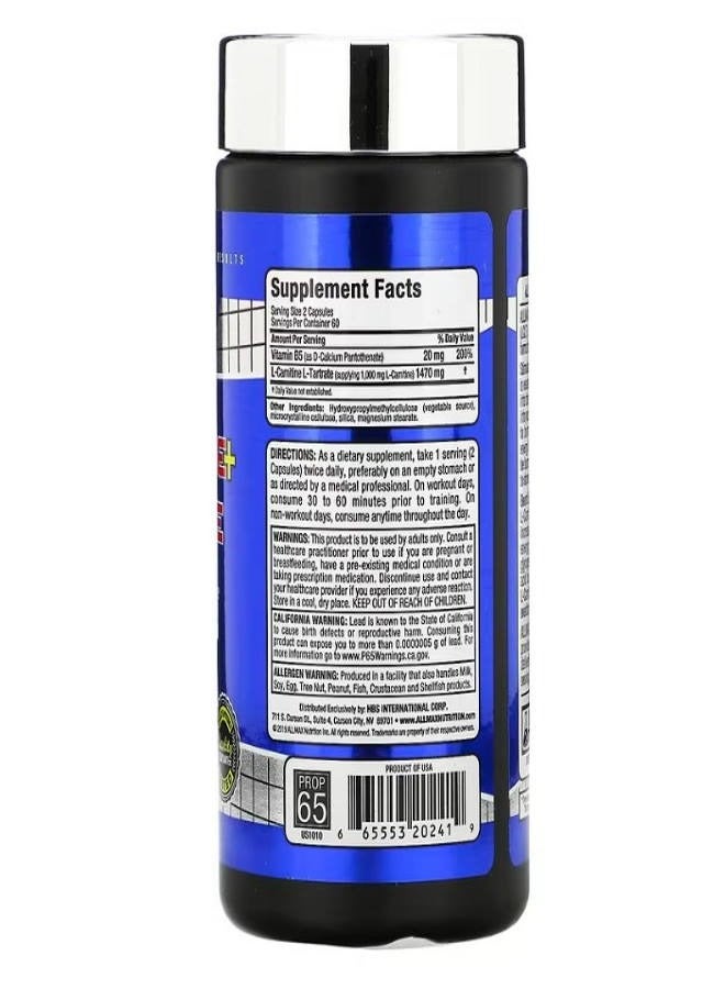 Allmax L Carnitine  Tartrate 120 Capsules - Image 2
