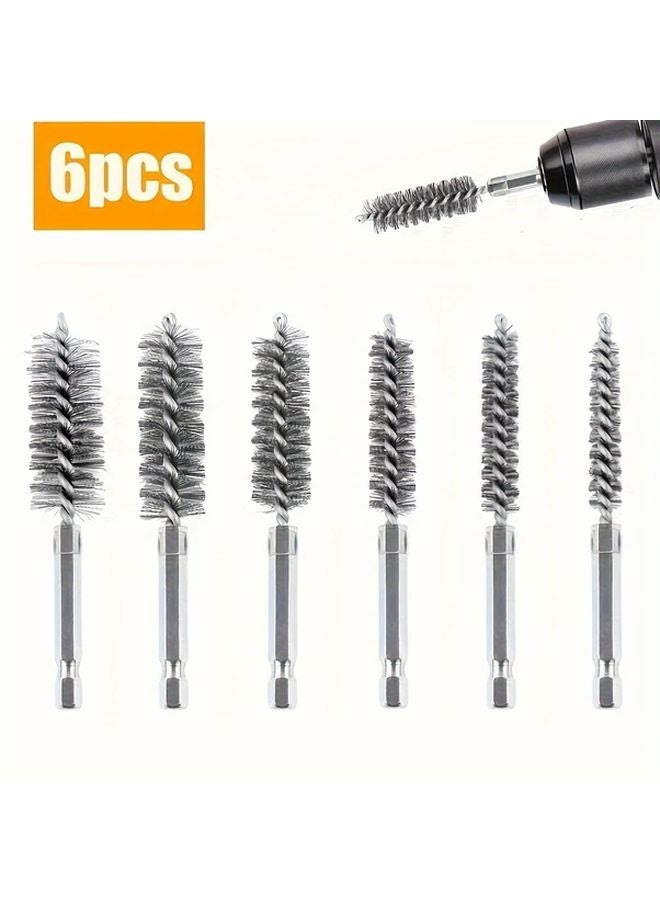 6Pcs Stainless Steel Bore Brushes Rust Removal Pipe Cleaning Tools 8 19mm - Image 2