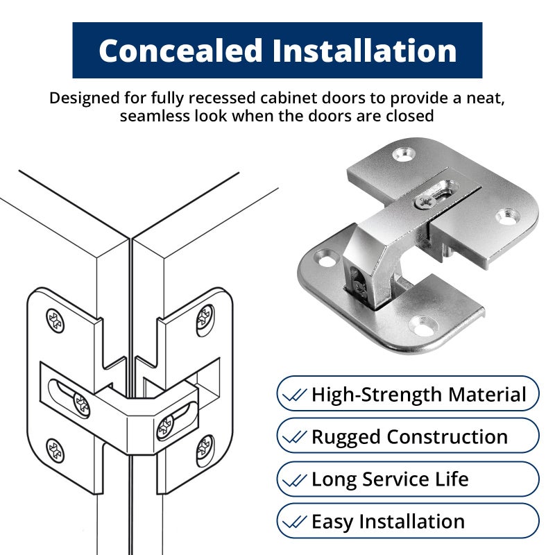 superbobi Adjustable Concealed Pie Cut Corner Hinge 343.90.710 for Cabinet Door, Lazy Susan Hinges Replacement for Mepla SSP 17, 19, and 21 Series Hinges - Image 4
