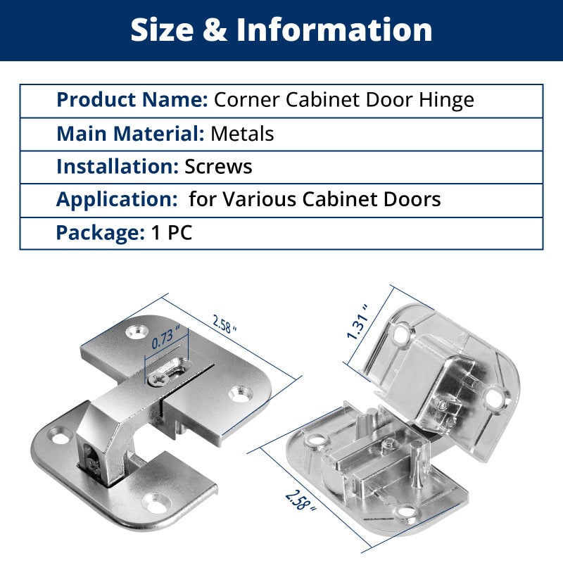 superbobi Adjustable Concealed Pie Cut Corner Hinge 343.90.710 for Cabinet Door, Lazy Susan Hinges Replacement for Mepla SSP 17, 19, and 21 Series Hinges - Image 2