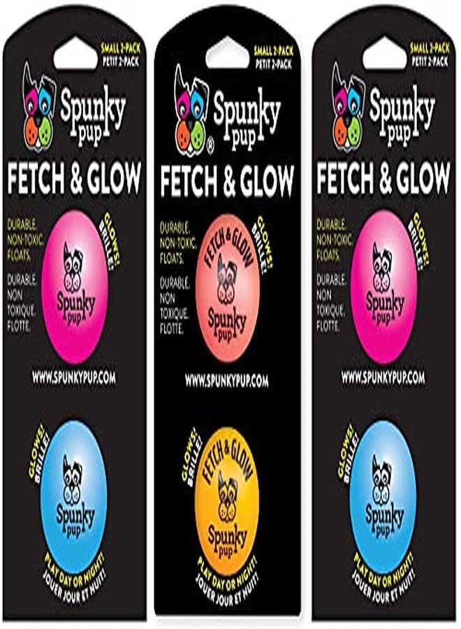 Spunky pup 6 Pack of Fetch & Glow Dog Toy Balls, Small 1.75 Inch, Assorted Colors - Image 1