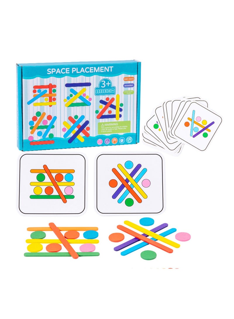 Montessori Teaching Aids Logical Thinking Concentration Training Color Matching Puzzle Game Kindergarten Educational Brain Toys, Rainbow Stick Thinking Puzzle (A Total Of 10 Discs, 24 Sticks, 18 Sin - Image 1