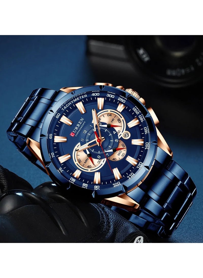 CURREN CURREN 8363 Original Brand Stainless Steel Band Wrist Watch For Men  - Image 2