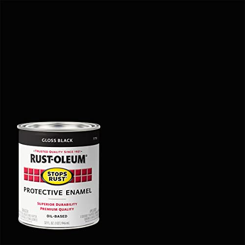 RUST-OLEUM طلاء روس-أوليوم 7779502 لإيقاف الصدأ، فرشاة، ربع، أسود لامع، 32 أونصة سائلة (عبوة من 1) - Image 2