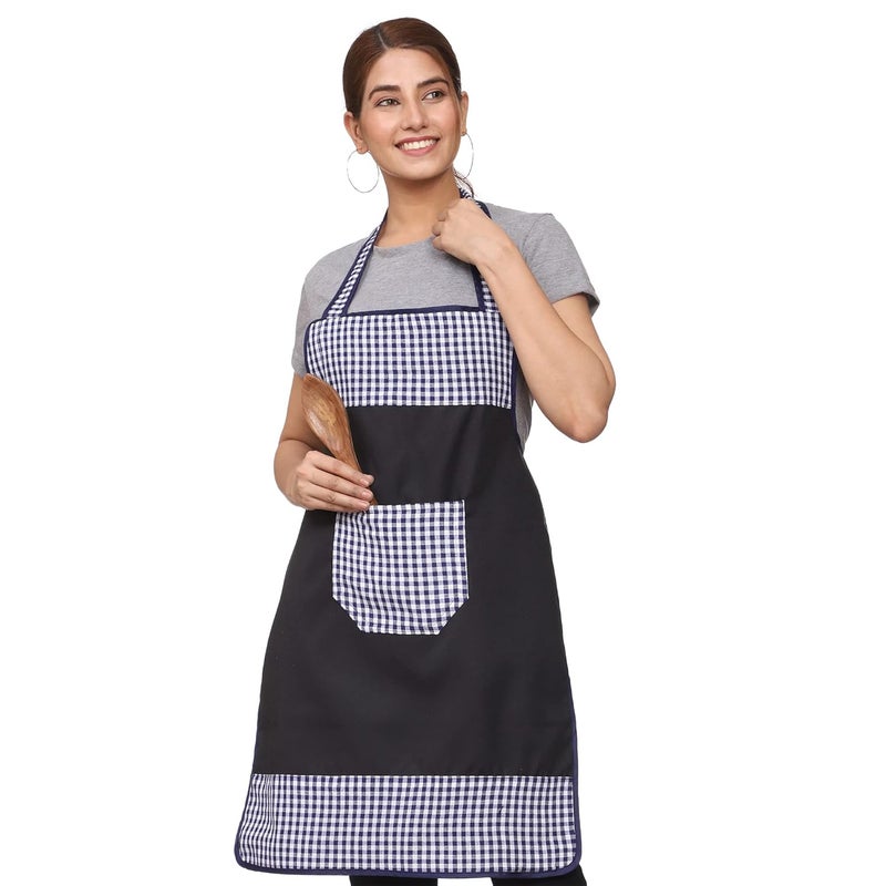 JMi Check and Plain Fabric Designer Waterproof Apron With Front Multi Purpose Pocket For Kitchen, Cooking, Dusting, Home. (Pack of 2) - Image 5