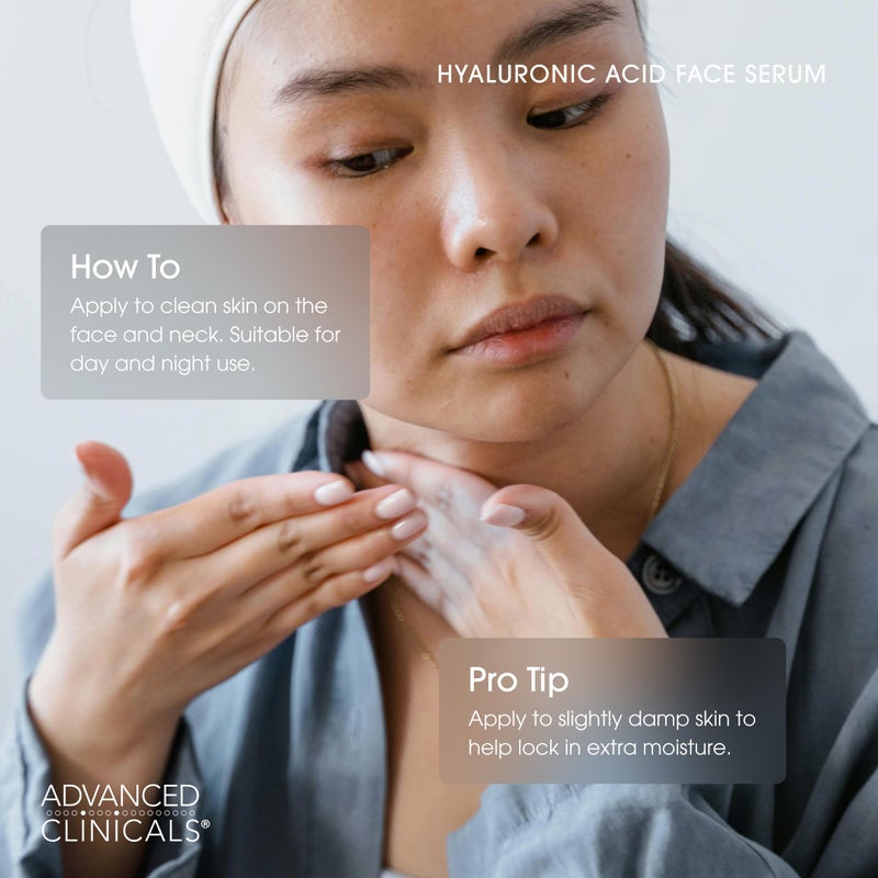 Advanced Clinicals Hyaluronic Acid Serum For Face | Moisturizing Facial Skin Care Products | Hydrating Serum For Face Helps Improve Look Of Wrinkles, Fine Lines, & Uneven Dry Skin Texture, 2-Pack - Image 5
