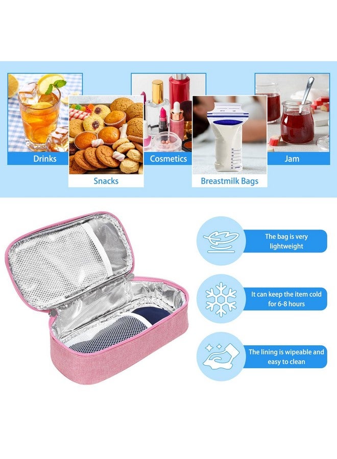 ISUSSER Breastmilk Cooler Bag with Ice Pack, Portable Insulated Breast Milk Storage Cooler Bag, Small Stylish Breastmilk Storage Bag Cooler with Wrist Strap (Pink) - Image 3