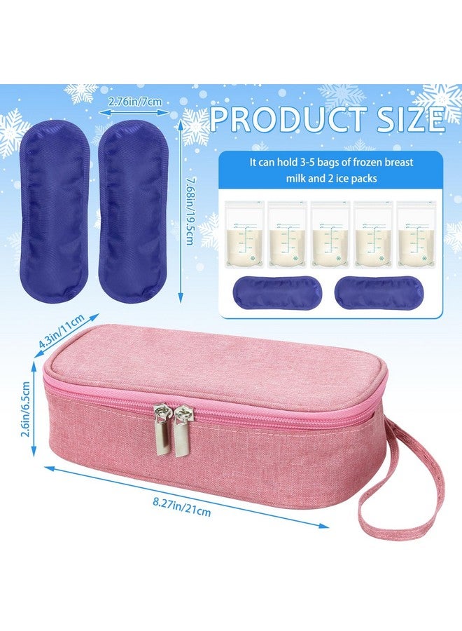 ISUSSER Breastmilk Cooler Bag with Ice Pack, Portable Insulated Breast Milk Storage Cooler Bag, Small Stylish Breastmilk Storage Bag Cooler with Wrist Strap (Pink) - Image 1
