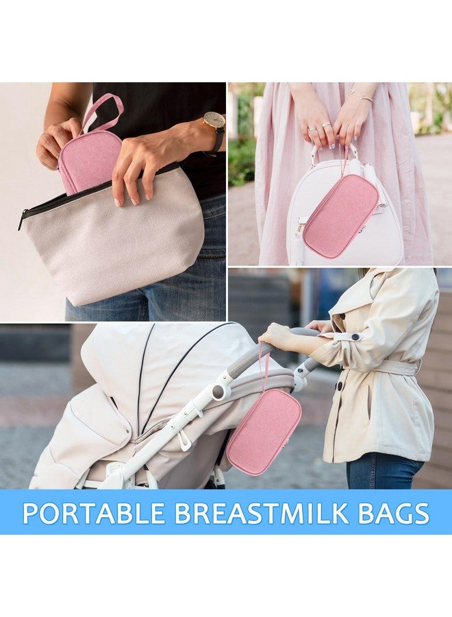 ISUSSER Breastmilk Cooler Bag with Ice Pack, Portable Insulated Breast Milk Storage Cooler Bag, Small Stylish Breastmilk Storage Bag Cooler with Wrist Strap (Pink) - Image 4