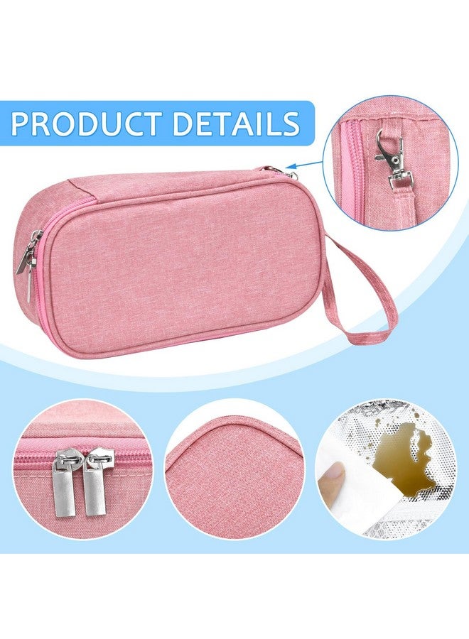 ISUSSER Breastmilk Cooler Bag with Ice Pack, Portable Insulated Breast Milk Storage Cooler Bag, Small Stylish Breastmilk Storage Bag Cooler with Wrist Strap (Pink) - Image 2