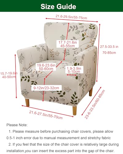 CRFATOP Printed Stretch Chair Slipcovers with Arms for Living Room 1 Piece Accent Chair Covers Soft Banquet Chair Covers Saucer Armchair Furniture Protector Office Reception Reading SofaA46 - Image 3