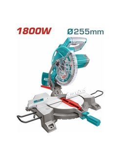 TOTAL TOTAL Mitre Saw 1800W (TS42152557) – Powerful 255mm Blade, 0-45° Left and Right Mitre Cuts, 45° Bevel Cuts, with Dust Bag and Extension Bars for Precision Wood Cutting  - Image 1