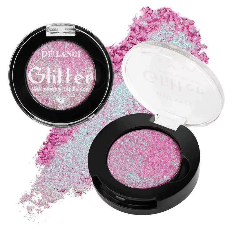 Afflano Chameleon Glitter Eyeshadow Metallic Eyes Makeup Color Changing Holographic Multichrome Eyeshadow Shimmer Highly Pigmented Duo Chrome Minerals Eye Shadow Sparkling Face Highlighter